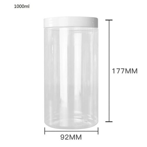 Dia.89mm 1000 ML Cosmetic Container Plastic Jar White Black Screw Lid Sealed Scented Tea Packing Box Hair Mask Facial Mask Jar