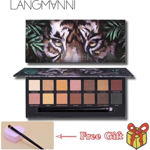 Free Gift! Tiger Eyeshadow Palette Cosmetics Makeup Brush Glitter Pigment Beauty Glazed Matte Smoky Pearlescent Waterproof TSLM