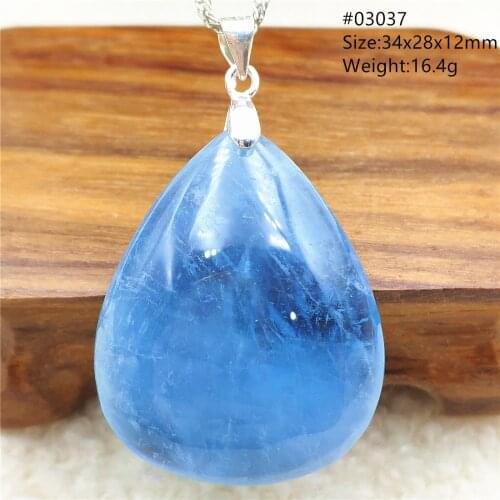 Genuine Natural Blue Aquamarine Women Man Pendant Oval Water Drop Clear Bead Ice Fashion Stone Necklace From Brazil AAAAA