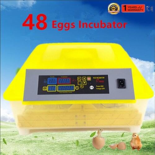 Fully Automatic Poultry Egg Incubator 48 Digital Clear Egg Turning Temperature Control Farm Hatchery Machine