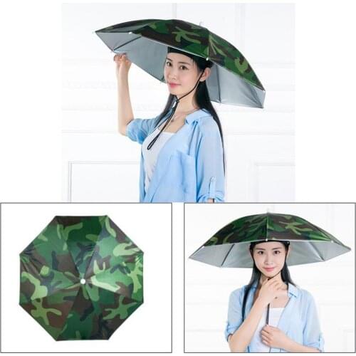 Portable Rain Umbrella Hat Rainbow Foldable Outdoor Sun Shade Waterproof Camping Fishing Headwear Multicolor Hat Beach Head Hats