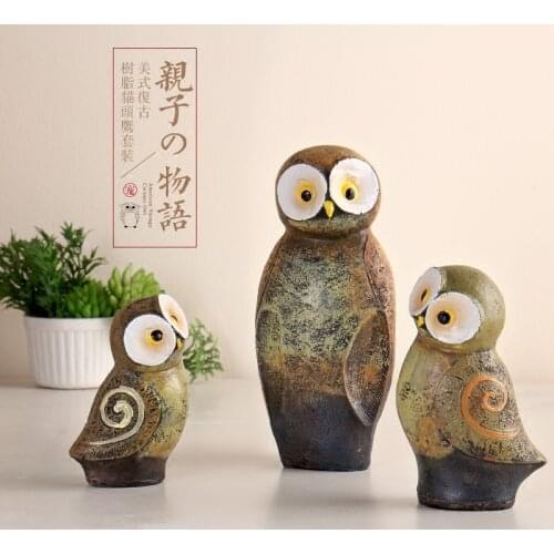 Craft Table Figurines Animal Cute Creativity Nordic Vintage Design Owl Figurines Resin Office Accessori Casa Room Decor DM50GT