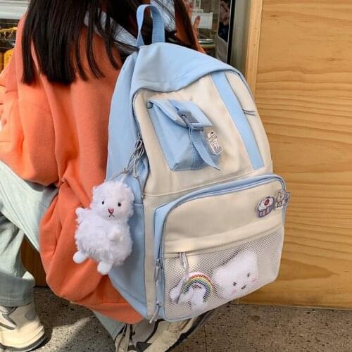 RUIQIA Kawaii Nylon Women Backpack Fashion Waterproof Rucksack for Teen Girls School Bag Cute Student Bookbag Travel Mochila 56