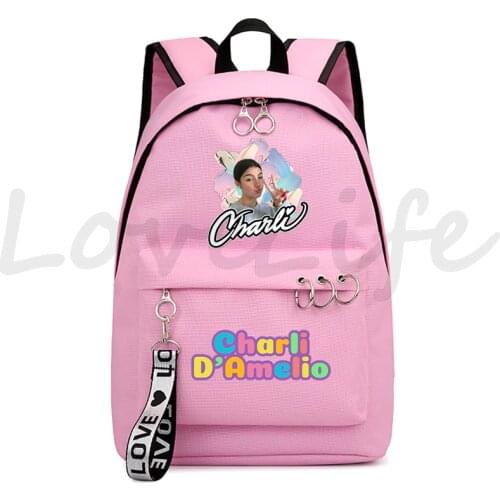Mochila Charli DAmelio Backpack Printed Charli D'Amelio Rucksack School Bag Bookbags For Girls Female Knapsack Chain Accessories