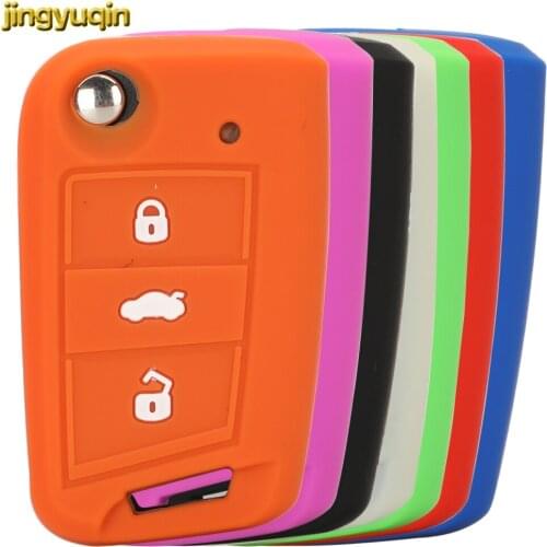 Jingyuqin 30ps Remote Car Key Silicone Case Cover Protection For VW C5 GOLF Polo SKODA OCTAVIA COMBI SEAT LEON 2014-2017 No Logo