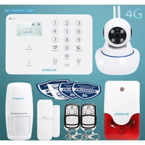 HOMSECUR Wireless&Wired 4G/GSM LCD Home House Alarm System+IOS/Android APP(Optional Kits)