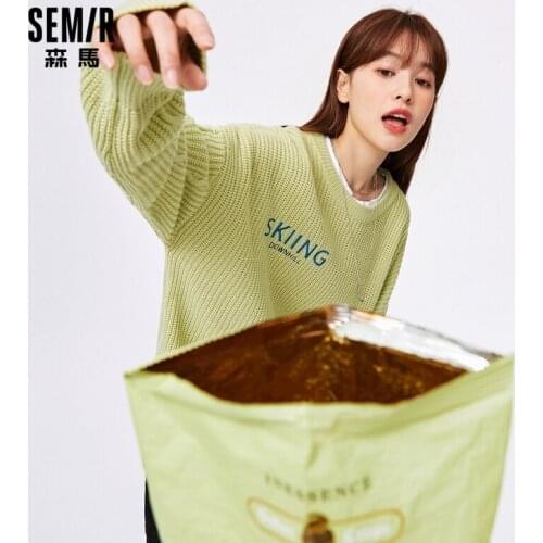 SEMIR Sweater Women Oversize Profile Loose Sweater Letter Embroidery Knitting 2021 New Trend Tops Female