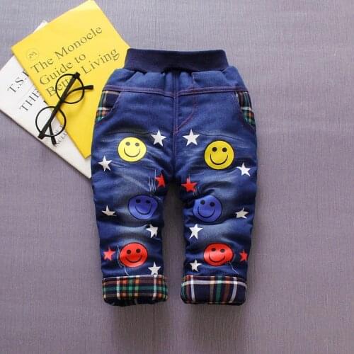 BibiCola boys pants winter 2018 children boys casual thicken leggings cotton velvet sports jeans fashion warm outdoor trousers
