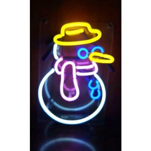 14“ Winter Snowman Acrylic Custom Neon Light Lamp Sign Beer Bar Handmade Glass Decorate Home Wall Room Windows Tube Artwork