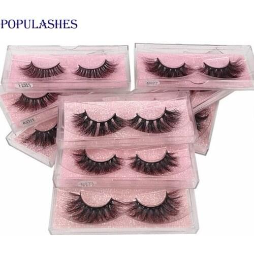 3d Mink Eyelashes Wholesale Pink Bottom Card and Plastic Box Packaging Fake Eye Lash Extensions Natural Volume Lashes Suppliers