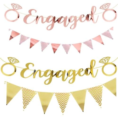 2 Pcs Congratulation Rose Gold Paper Banner Garland Baby Shower Adult Bunting Garland Flag Kid Birthday Party Decoration Supply