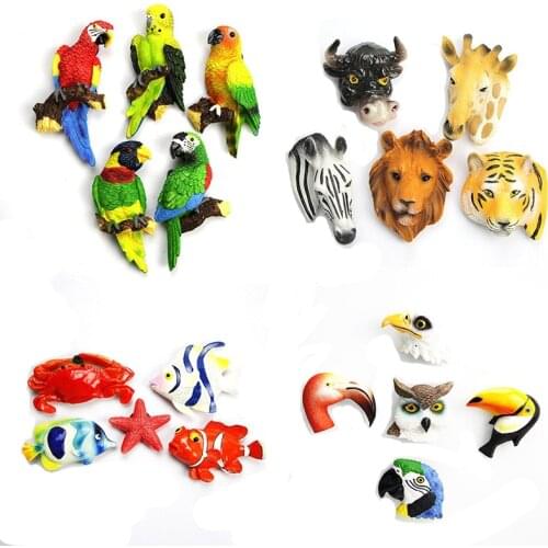 3D resin creative Kitchen animals refrigerator magnets Home Decoration Office White board photo stickers strong fridge magnet