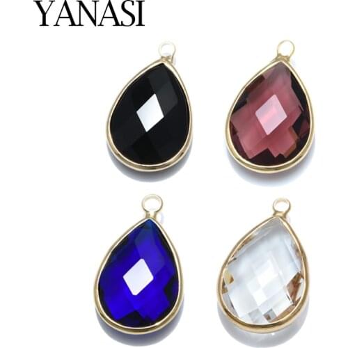 4 Pieces 17*11mm Plated KC Gold Waterdrop[Crystal Charms Pendant For Women DIY Earrings Bracelets Necklace Jewellery Accessorie