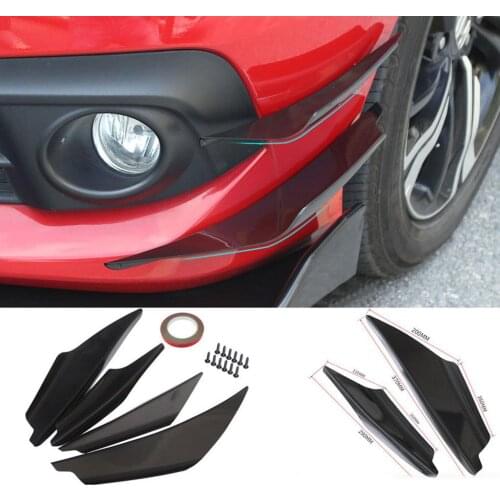 4 Pcs/Set Car Front Bumper Spoilers Universal Carbon Fiber Auto Front Bumper Body Spoiler/Lip Canards Splitter Fins Trim Kits