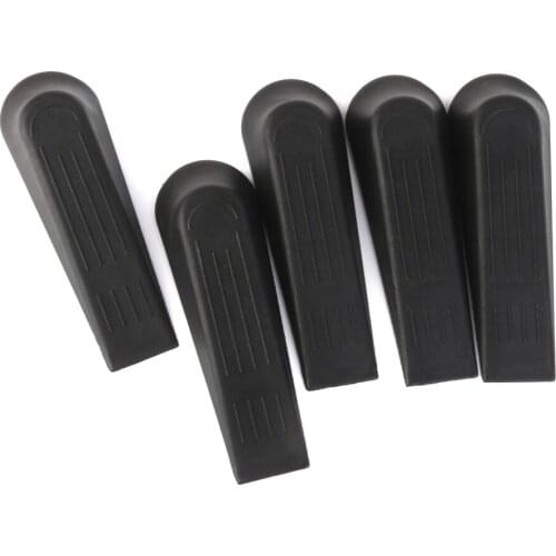 5pcs Black Plastic Door Stop Stoppers Block Wedges Prevent Safety Doorstops