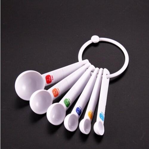 6 pcs/set white plastic measuring spoon
