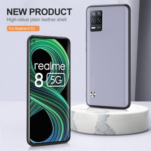 For Realme 8 5G Case Plain Skin Leather Phone Cover For Oppo Realme8 5G Realmi Relme Ralme 8 Shockproof Protective Bumper Coque