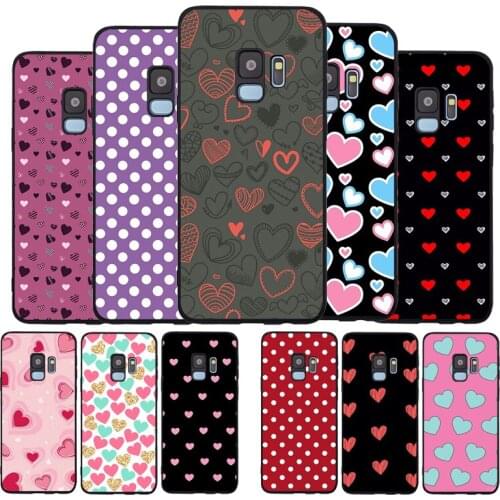 Polka Dot Heart black Soft phone Case For Samsung S20 S10 S9 S8 S7 edge Plus Lite For Note 8 9 10 A6 A7 A8 A9 2018