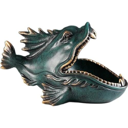 Lantern fish Figurine big mouth storage box home decoration ornamental resin art sculpture figurines home decor gift decorative