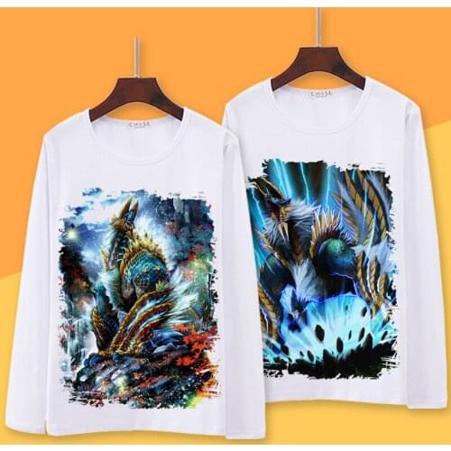 Game Monster Hunter Cosplay T Shirt Women/Men Spring Autumn Long Sleeve T-shirt Cartoon Top Tee Anime Halloween Cosplay Costume