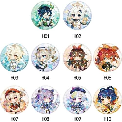 Game Decor Brooch Genshin Impact Venti Paimon Player Diluc Klee Man Brooches For Women Accessories Cute Bag Pendant Pin Gifts
