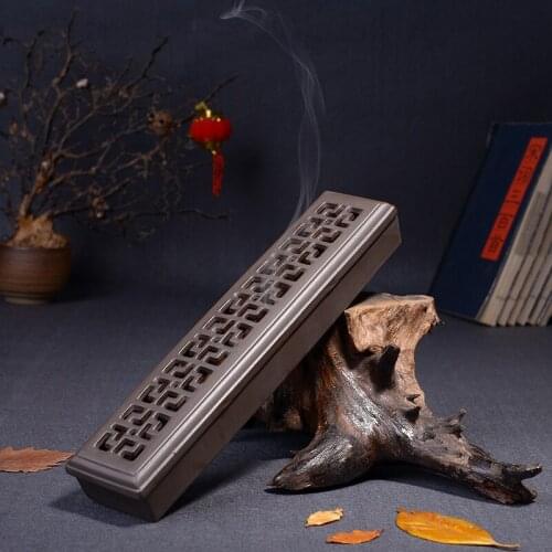 Ceramic Incense Burner Hand Made Hollow Stick Incense Plate Holder Joss Stick Box Lying Censer for Yoga Home Decor Living Room