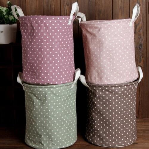 Four Colors Cotton Linen Laundry Basket for Dirty Clothes Waterproof Folding Toy Organizer Storage Bucket Home Organizer