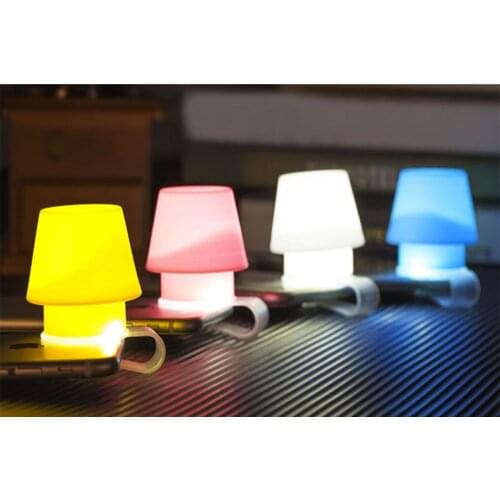 Creative Gift Small Table Lamp Silicone Mobile Phone Bracket Night Light Lampshade Multi-function Bookmark Bedroom Bedside LED
