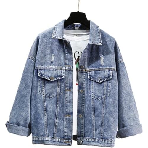 New Spring Autumn Holes Embroidered Denim Jacket Woman Loose All-Match Blouse Women Fashion Short Jackets Outerwear Streetwear