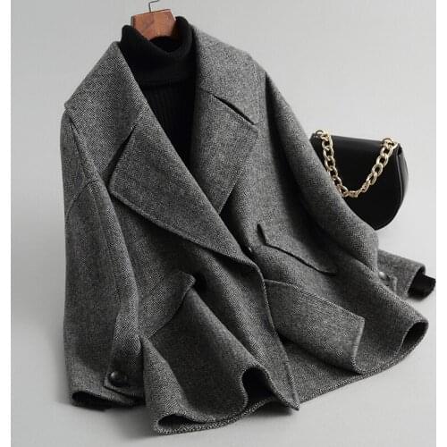 Top Autumn Winter Coat Quality Double Sided Cashmere Jacket Warm Short Wool Overcoat Abrigo Invierno D-22-0924-2MF650