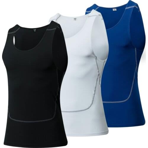 Summer Tank Tops Quick Dry Fitness Athletic Running Mens Vest Gym Fitness slim fit compression sports White Running vests