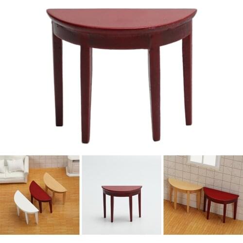 1:12 Dollhouse Accessories Miniature Furniture Mini Wooden Semicircle Table