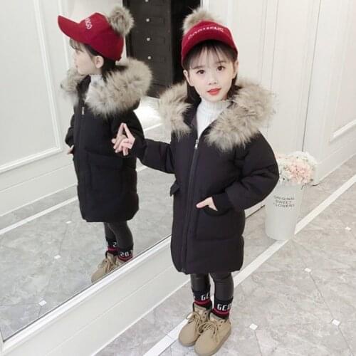 Fashion Fur Collar Baby Boys Girl Solid Color Down Parka For 3T-12 Yrs Toddler Girl Winter Clothes Warm Kids Outerwear Coats
