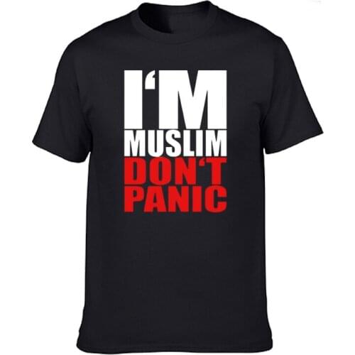 Mens T SHIRT I AM MUSLIM DO NOT PANIC Islam Moslem printing Short Sleeve 100% cotton Summer T-Shirt Plus Size