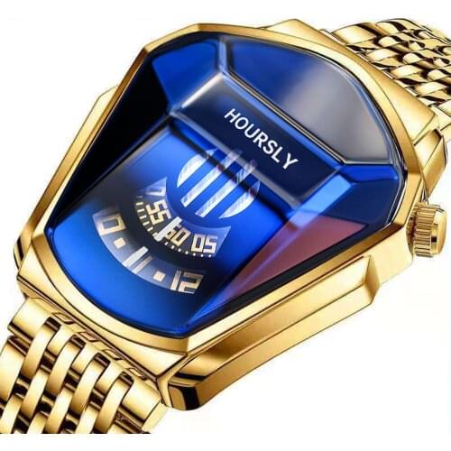 Luxury Brand Mens Watch with Unique Irregular Dial Design Quartz Stainless Steel Wrist Watch for Husband Gift Relogio Masculino