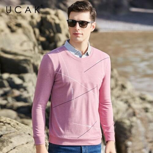 UCAK Brand Mens Turn-down Collar Fake Two Sweaters Clothing NEW Autumn Arrival Classic Streetwear Pullover Pull Homme U1029