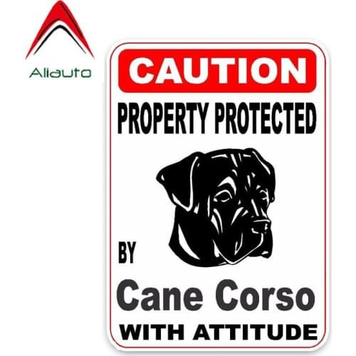 Aliauto Caution Car Stickers Property Protected By Cane Corso Dog Decal Cover Scratches for Lifan Toyota Hilux Passat ,14cm*10cm