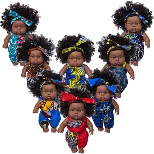 2021 New 20CM African Doll Toy Mini Cute Explosive hairstyle Doll Children Girls