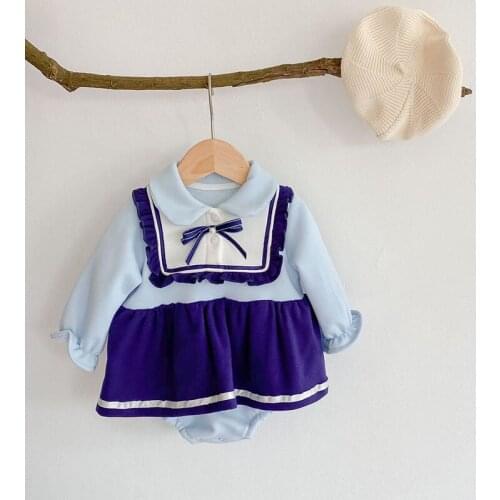 New Autumn Newborn Baby Girl Clothes Cotton Baby Girl Dress Bodysuits Winter Plus Velvet Baby Girl Jumpsuit Outfits