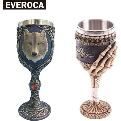 Originality Human Skeleton Head Palm Human Skeleton Goblet Beer Cup 3d Three-dimensional Stainless Steel Knight Wine Glass