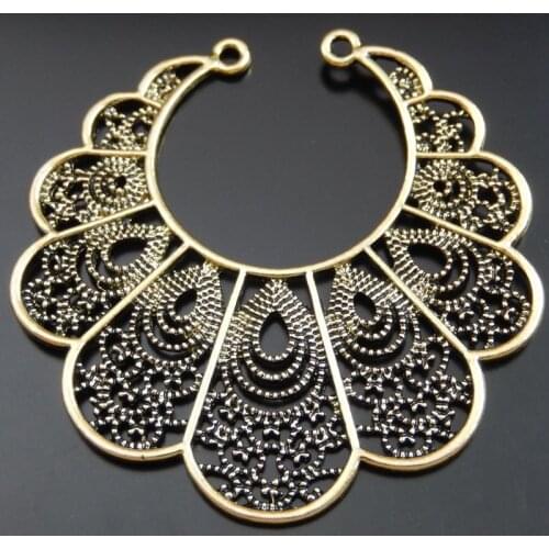 4pcs/pack Women Bohemia Style Antique Gold Alloy Peacock Circle Necklace Pendant New Charms Fashion Jewelry Making 55*55mm 39975
