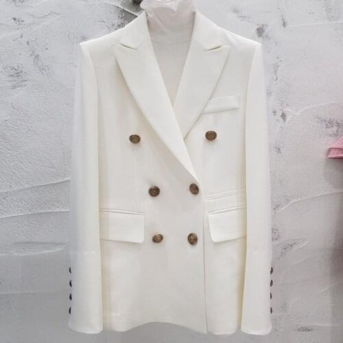 Womens jacket white suit female spring new fashion temperament overalls suit professional elegant fashion ladies pioneer jacket