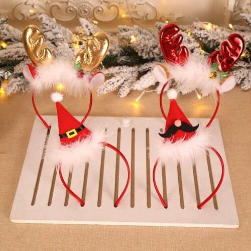 Christmas Ornaments Fluffy Antler Bell Head Buckle Headband Hair Accessories