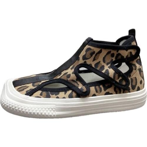 Summer Baotou hollow breathable womens shoes lazy beach shoes high-top canvas shoes sandals women