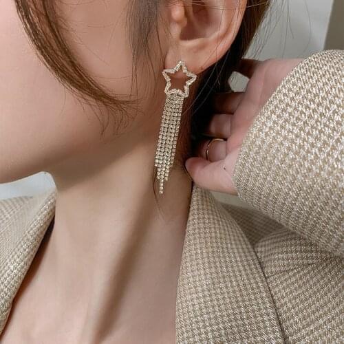 2020 Fashion New Earrings Personality Wild Five-Pointed Star Tassel Ladies Long Earrings Wholesale Sales Hot Sale Ear Rings