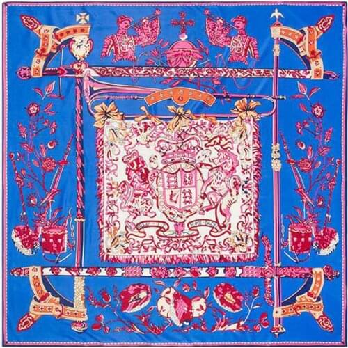 New 130*130cm Twill Silk Scarf Fashion Design Bandana Chain Printing Scarf Women Shawls Luxury Brand Silk Scarves Women Wraps