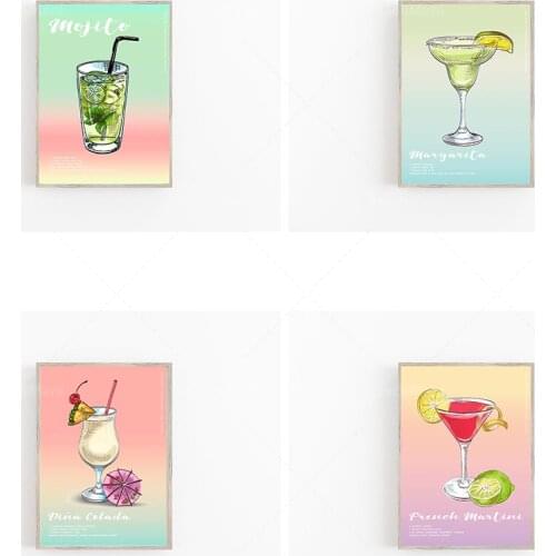 Alcohol prints, mojito cocktail prints, cocktail posters, gourmet wall art, kitchen bar wall decoration posters
