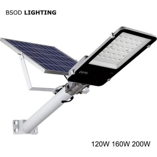 Led Solar Street Lights Outdoor Waterproof IP65 Garden Light Lamp 120W 160W 200W High Quanlity LED Chip SMD3030 Remote Controler