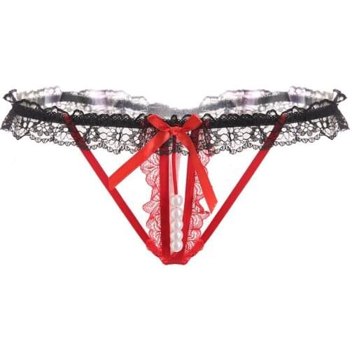 T Panties Women Underwear Lace Womens Pants Sexy Lace Thongs Hollow Sexy Ladies Erotic Panties Pearl Erotic Women