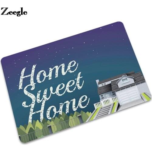 Zeegle Letter Printed Bedroom Bedside Foot Mat Anti-Slip Hallway Door Mat Kitchen Bathroom Carpet Waterproof Rubber Floor Mat